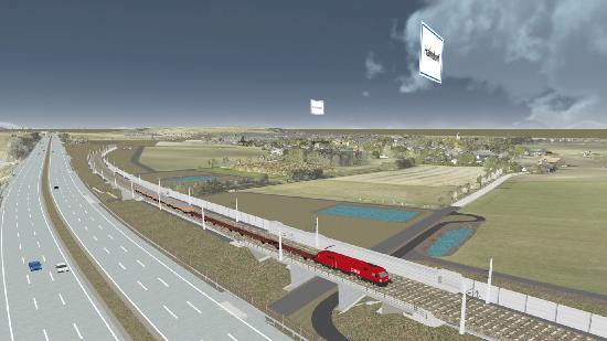 3D Simulation of a freight train railroad track near St. Pölten