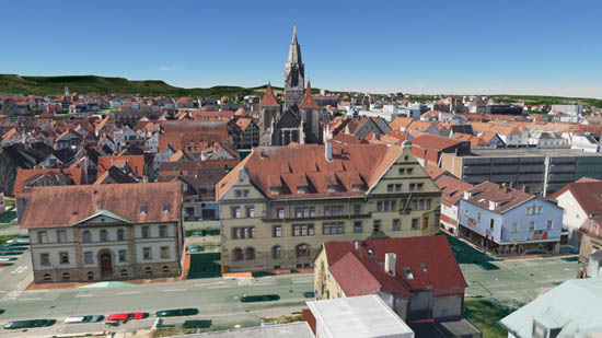 3D Stadtmodell Reutlingen, Textur aus Luftbildern und Mobile Mapping